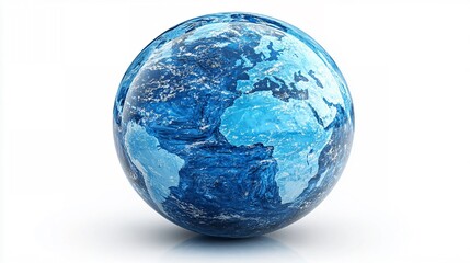 Fototapeta premium Blue Planet: Our Connected World - A detailed rendering of Earth in cool blue hues emphasizes global unity and interconnectedness.