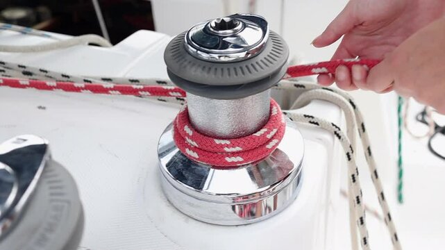 Sail boat preparation rope knot