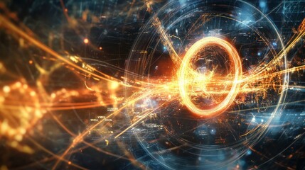 Abstract Digital Art with a Glowing Ring