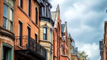 Obraz premium Row of Brick Buildings in a City
