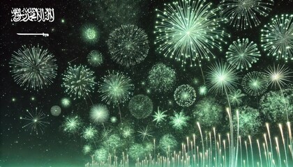 Fototapeta premium Fireworks Display for Saudi National Day Celebration Concept