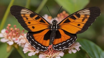 Naklejka premium Ismenius Tiger butterfly pollinating a flower