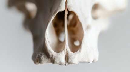 Naklejka premium Close-up of the nasal cavity of a white animal skull.