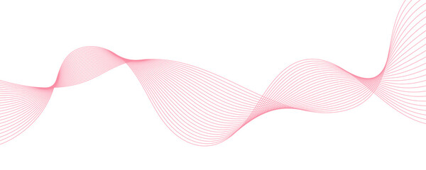 Pink stripes on a white background. Creative line art. Pink waves with lines. Curved wavy line,...