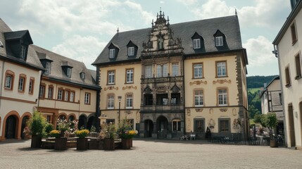 Fototapeta premium Historic Town Square with Ornate Architecture