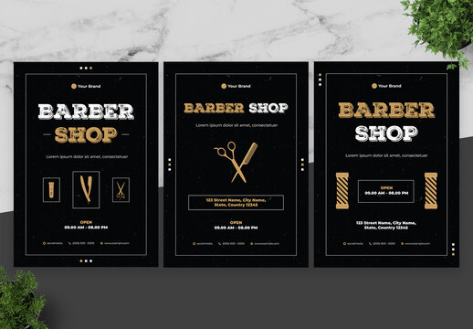 Yellow and Black Barber Shop Flyer