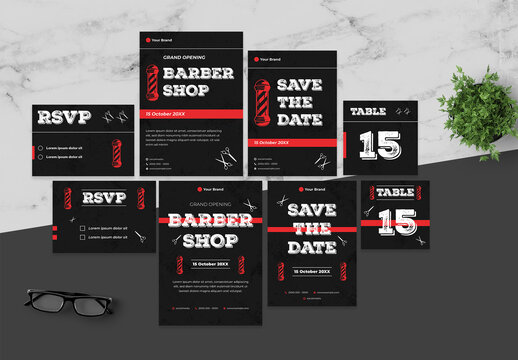 Black and Red Barber Shop Invitation