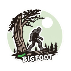 Fototapeta premium Bigfoot under the moon - Sticker