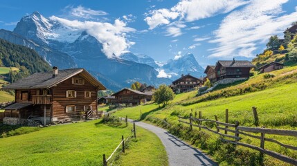 Charming Swiss Village Nestled in the Alps