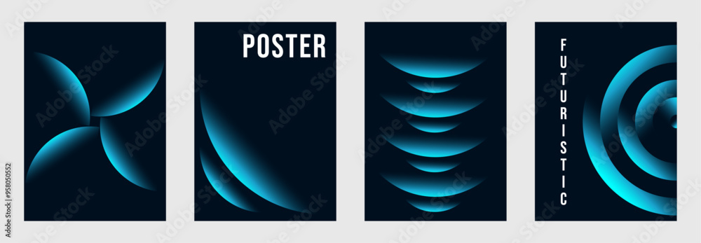 Aufkleber abstract poster set with vibrant perspective gradient shapes. creative minimalist style vector cover