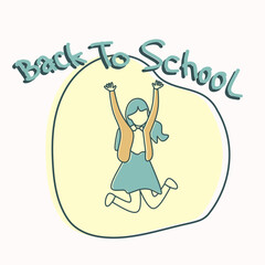 Back to school abstract concept vector illustration, girl jumping