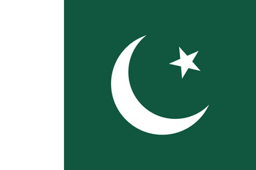The official national flag of Pakistan. Flag of the Islamic Republic of Pakistan. Correct proportions and colors. Vector illustration