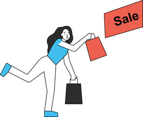 The girl is shopping from Sale.