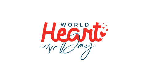 World Heart Day Vector Logo Design, Modern handwritten Heart Day Logo, Love, Heart, Heartbeat logo design