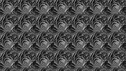 Silver Swirls on Black: A mesmerizing pattern of metallic silver swirls dance across a black backdrop. 