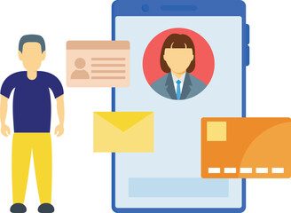 The boy pays the user online.