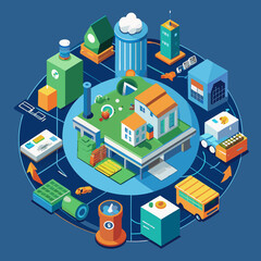 Obraz premium Recycling facility symbolizing circular graphic design