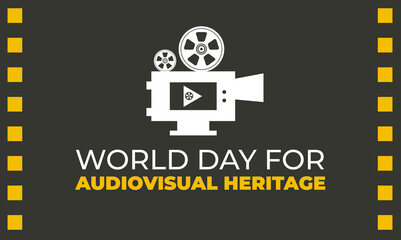 October is  World Audiovisual heritage day. Holiday concept. Template  Suitable for greeting card ,background, banner, card, poster with text inscription. cities day illustration Vector 