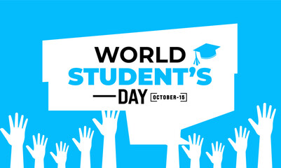 October is World students' day, . Holiday concept. Template for greeting card ,background, banner, card, poster with text inscription. colorful Vector illustration
