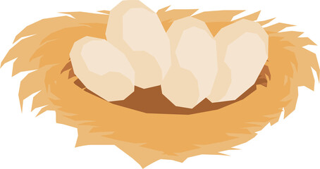Illustration of chicken eggs in a cage