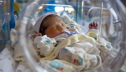 World Prematurity Day. Prematurity baby in clinic. November 17th.Prematurity awareness month.