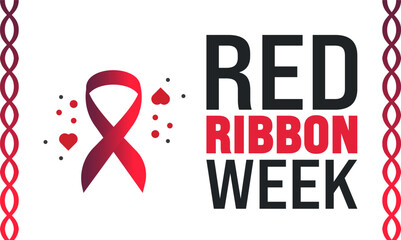 October is Red Ribbon Week background template.  suitable for   ,banner, placard, card, and poster design template with text inscription and standard color.  Colorful vector illustration.