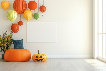 Halloween event party flyer with a mix of festive and spooky decorations, featuring event details and space for promotional text Perfect for corporate Halloween party promotions