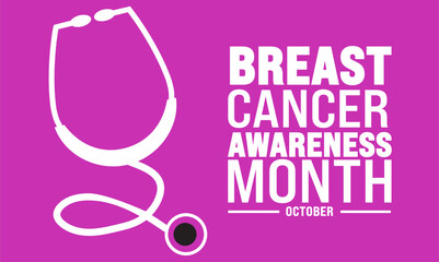 October is Breast cancer awareness month observing each year .suitable for  background template  landscape banner template ,card ,poster design. Editable banner with ribbon illustration.