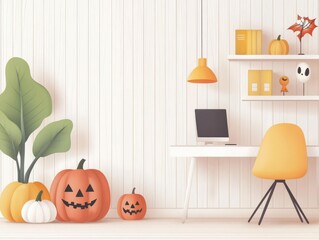 Seasonal Halloween advertising poster featuring a mix of spooky and festive elements, with space for customizable text Perfect for promoting seasonal sales and special offers