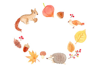 秋のきのみと動物フレーム