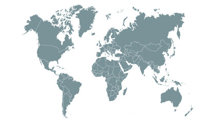 World map. Grey modern vector map. Silhouette map.