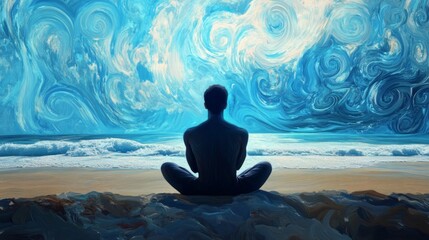 Calming Rhythms. Visuals that promoting mental and emotional wellness, featuring fluid and relaxing imagery, well being, evoke tranquility.