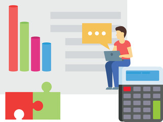 The boy is chatting on his laptop.