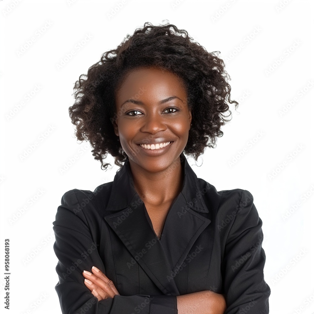 Canvas Prints African american woman wearing business jacket happy face smiling with crossed arms 