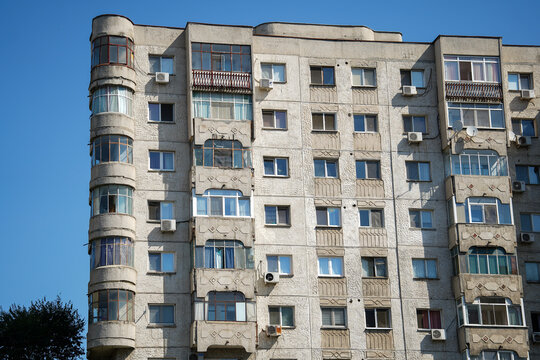 old apartment block from the communist period in Bucharest, Romania.