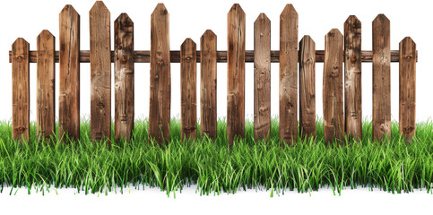 Fototapeta premium Wooden fence with green grass