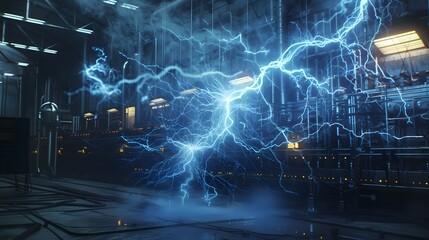 Obraz premium Blue electric lighting, abstract electrical background