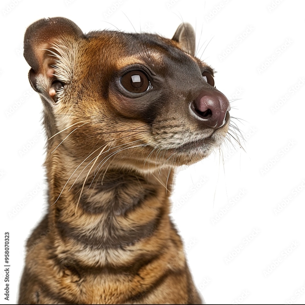 Wall mural Fossa Madagascar's Top Predator isolated on white background 