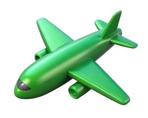 Green plane 3D render icon isolated on white background