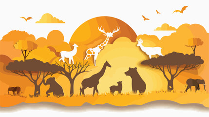 World Wildlife Conservation Day Elephant and Giraffe Scene