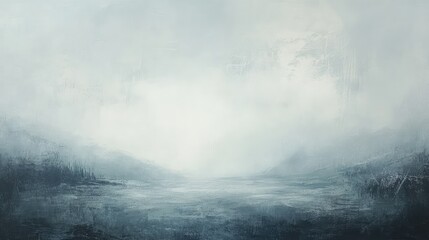 Abstract textures in misty grays and pale blues, evoking the ethereal beauty of early morning fog