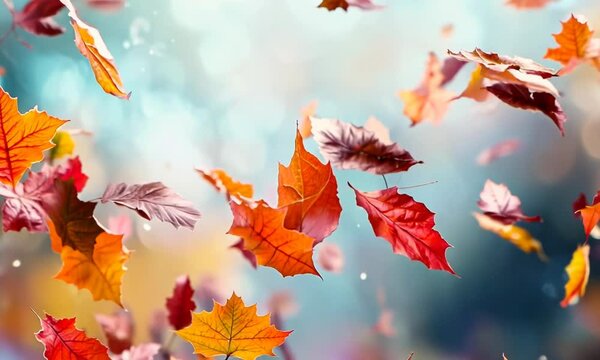 A leaf is falling from a tree and is surrounded by other leaves Video