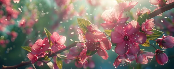Vibrant cherry blossom in springtime, 4K hyperrealistic photo