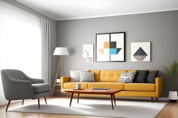 mid-century modern living room 
