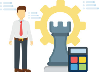 The boy stands by strategy and management.