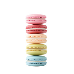 Colorful stack of French macarons in pastel shades, perfect for dessert, bakery, and confectionery themes. Ideal for blogs and social media.