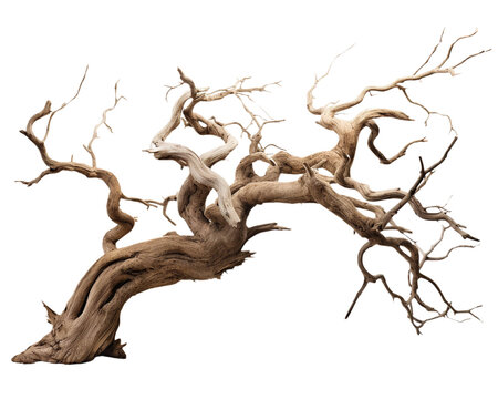 A unique, weathered tree branch showcasing intricate textures and natural beauty, perfect for artistic or ecological projects. - Powered by Adobe