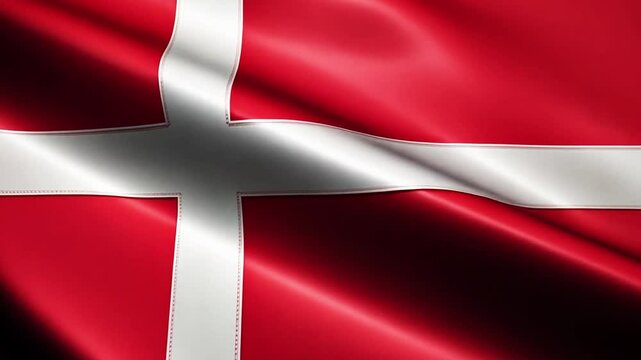 Danish Flag Waving in Wind - National Symbol of Denmark