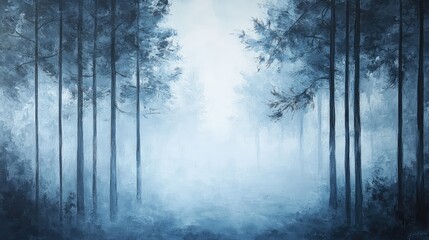 Fototapeta premium Gentle abstract textures in cool grays and blues, representing the serene beauty of a foggy forest at dawn