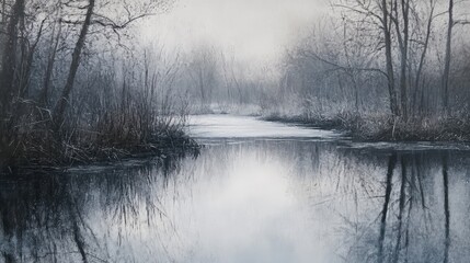 grays, reflecting the peacefulness of a calm winter evening